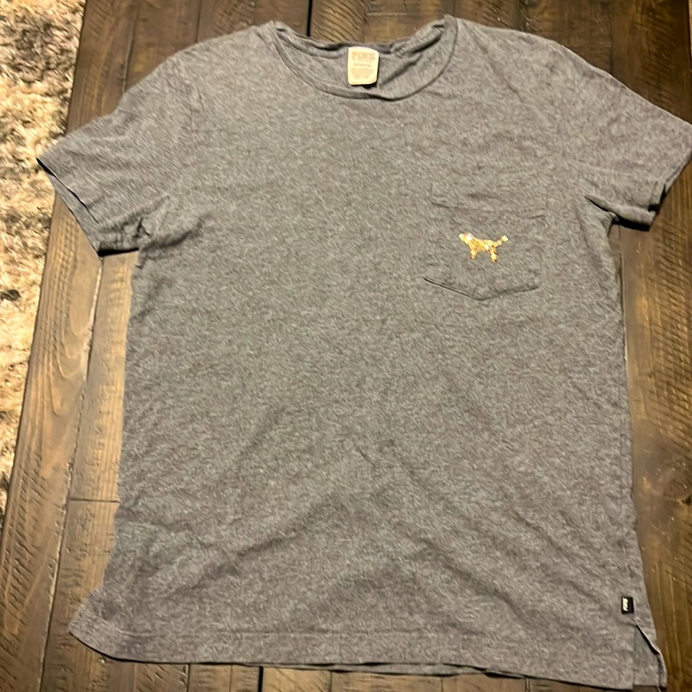 Victoria’s Secret Pink grey t-shirt with bling SZ Sm